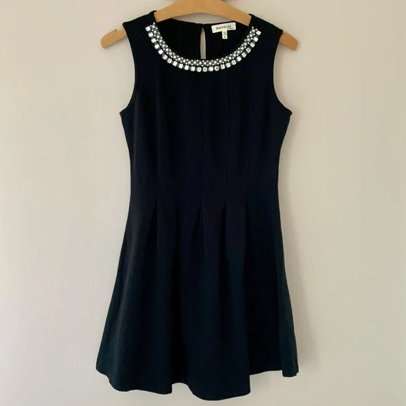 Monteau Jewel Neck Fit and Flare Little Black Cocktail Dress size Small - Picture 1 of 8